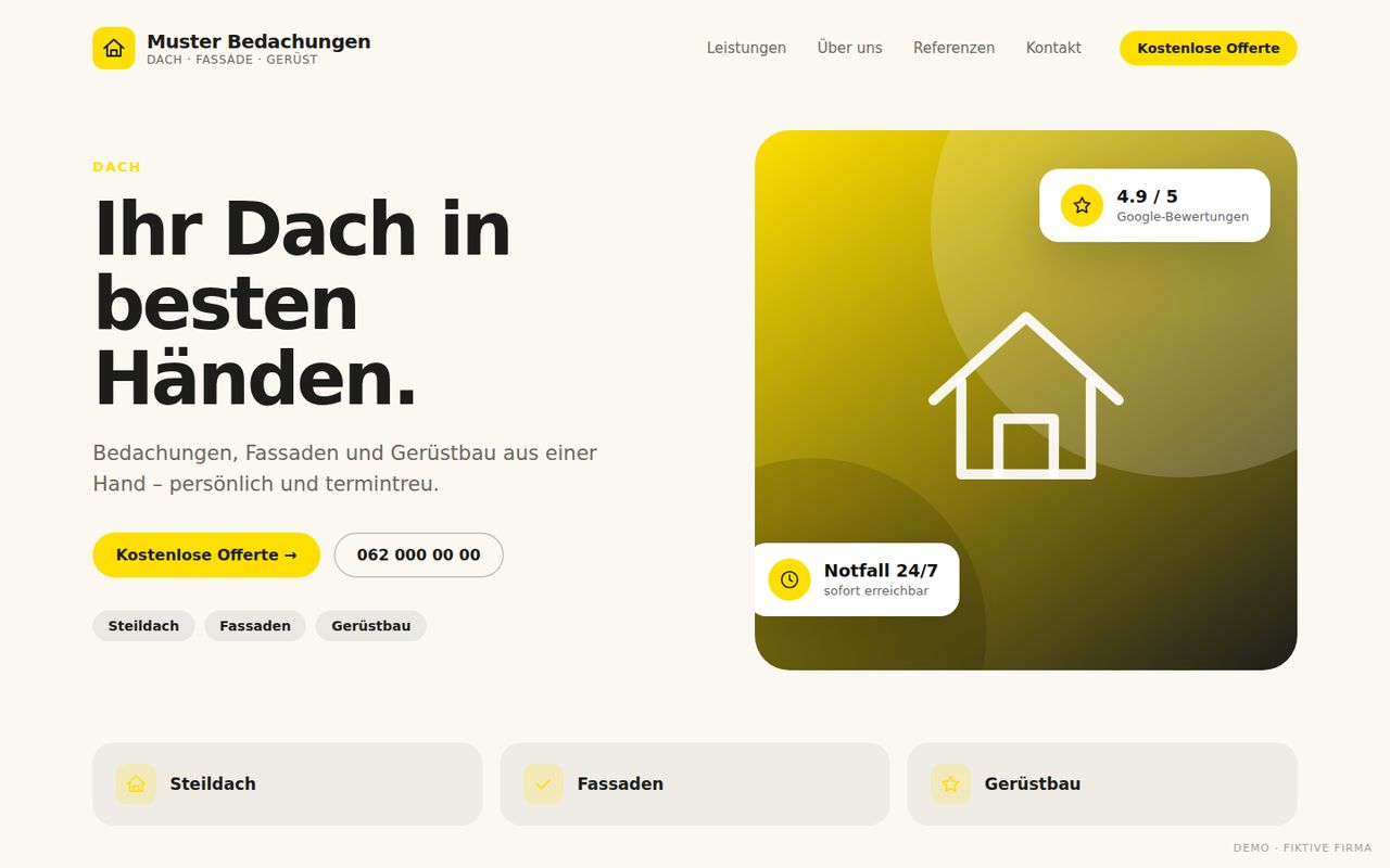 Beispiel-Website Dachdecker