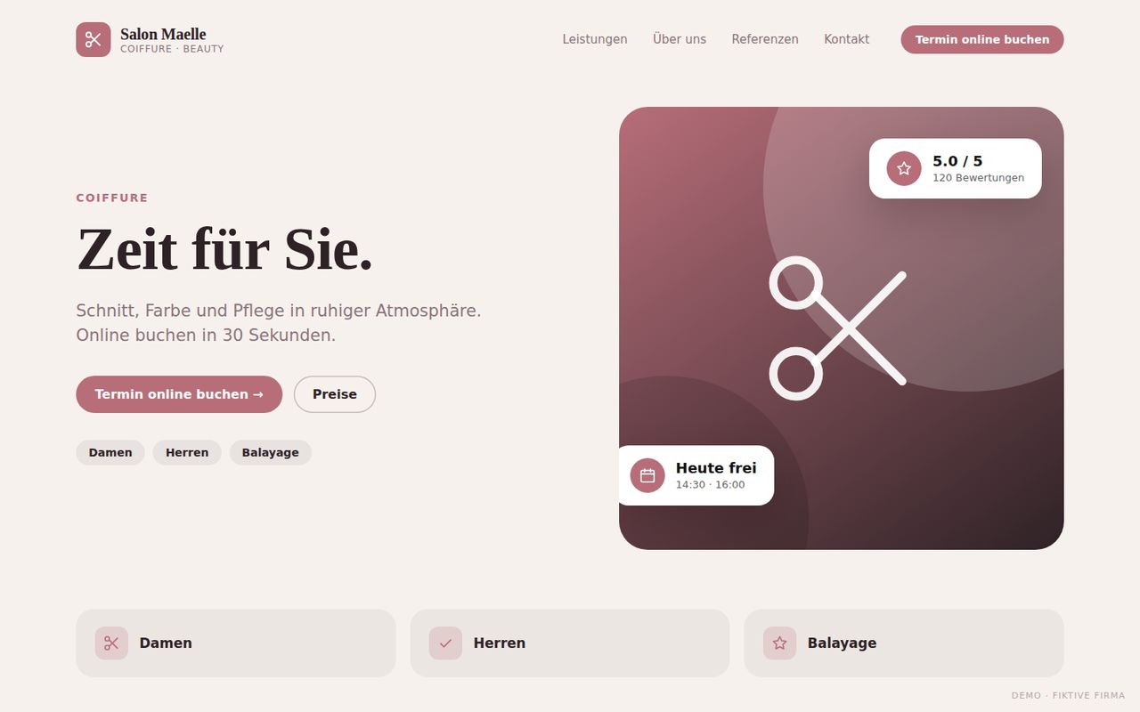 Beispiel-Website Coiffeur